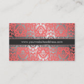 Pfirsich-und Silber-elegantes Damast-Muster Visitenkarte (Rückseite)
