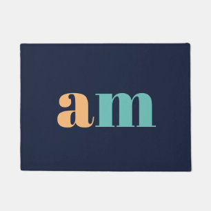 Pfirsich und türkisches elegantes Monogramm-Design Fußmatte