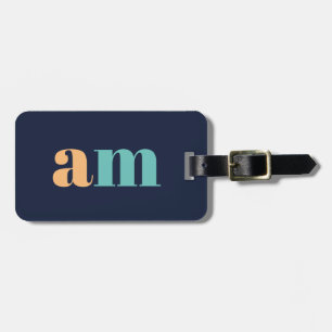 Pfirsich und türkisches elegantes Monogramm-Design Gepäckanhänger