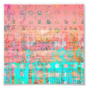 Pfirsich und türkisfarbener, wetterfester Paint Po Fotodruck