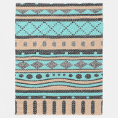 Pfirsich und türkisfarbenes Stammmuster Fleecedecke (Vorderseite)