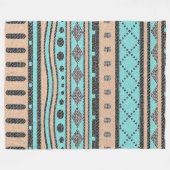 Pfirsich und türkisfarbenes Stammmuster Fleecedecke (Vorderseite (Horizontal))