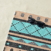 Pfirsich und türkisfarbenes Stammmuster Strandtuch (Beispiel)