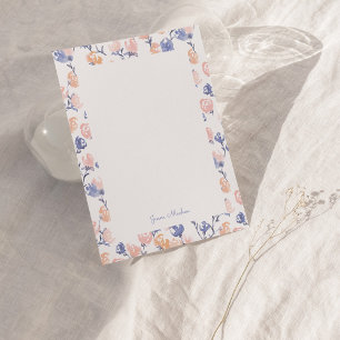 Pfirsich- und violette Blumen-Notizkarte mit indiv Einladung