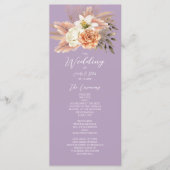 Pfirsich- und violette Blumenhochzeitsprogrammkart Programm (Vorderseite)