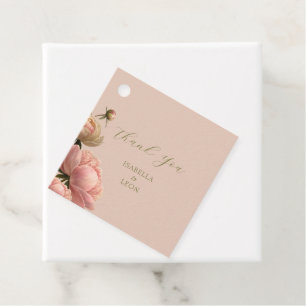 Pfirsich und Weiß   Chic Rose Wedding Geschenkanhänger