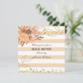 Pfirsich und weiß gestreift mit Golddusche Einladung (Stehend Vorderseite)