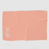 Pfirsich und Weiß | Modernes Monogramm Golfhandtuch (Horizontal)
