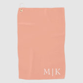 Pfirsich und Weiß | Modernes Monogramm Golfhandtuch (Vorderseite)
