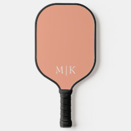 Pfirsich und Weiß | Modernes Monogramm Pickleball Schläger