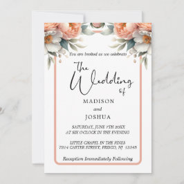 Pfirsich und Weiße Blüte Einladung