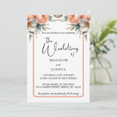 Pfirsich und Weiße Blüte Einladung (Stehend Vorderseite)