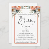 Pfirsich und Weiße Blüte Einladung (Vorne/Hinten)