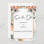 Pfirsich und Weiße Blüte Save The Date (Vorne/Hinten)