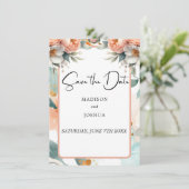 Pfirsich und Weiße Blüte Save The Date (Stehend Vorderseite)
