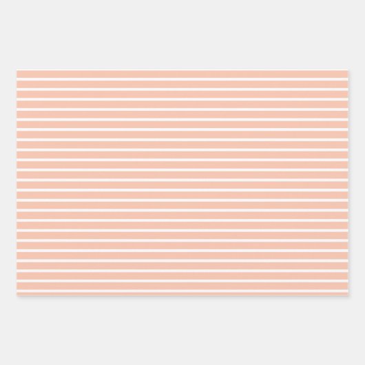 Pfirsich und weiße Streifen Geschenkpapier Set (Vorderseite)