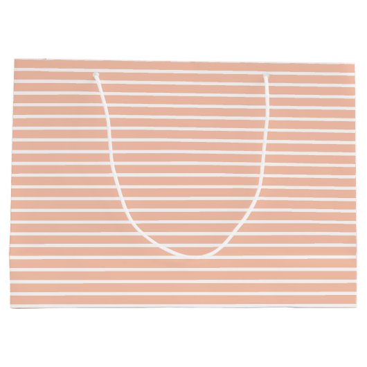 Pfirsich und weiße Streifen Große Geschenktüte (Rückseite)