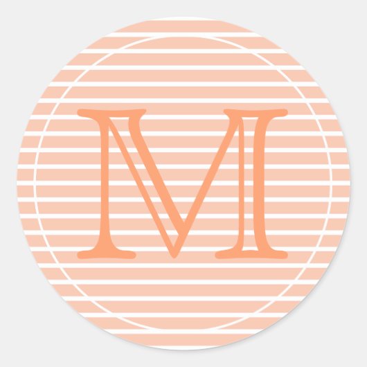 Pfirsich und weiße Streifen Runder Aufkleber (Vorderseite)