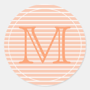 Pfirsich und weiße Streifen Runder Aufkleber