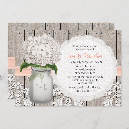 Pfirsich und weißes einladung (Vorne/Hinten)