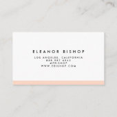 Pfirsich und weißes Nadelstreifen-Muster modern Visitenkarte (Rückseite)