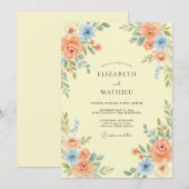 Pfirsich-Verlockender Frühling Hochzeit Einladung (Vorne/Hinten)