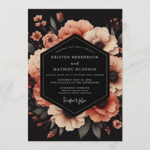Pfirsich-Vesper-Anemone-Hochzeit Einladung