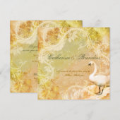 Pfirsich Vintage Blumenvogel-Verlobung Einladung (Vorne/Hinten)