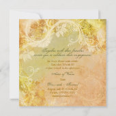 Pfirsich Vintage Blumenvogel-Verlobung Einladung (Rückseite)