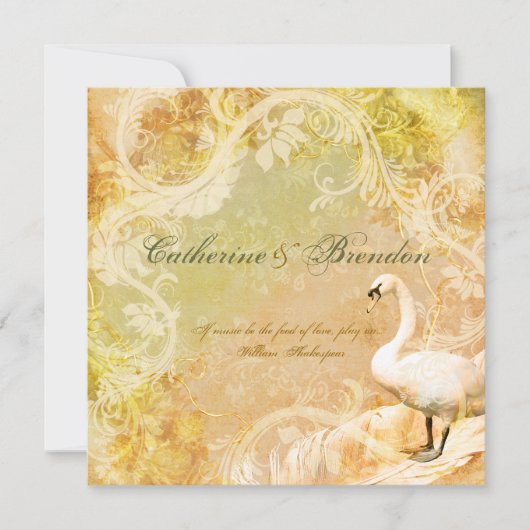 Pfirsich Vintage Blumenvogel-Verlobung Einladung (Vorderseite)