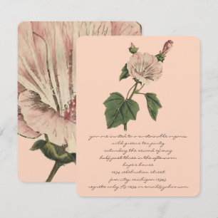Pfirsich-Vintage-Boho-Botanik-Rosen-Blumen-Abendes Einladung