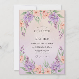 Pfirsich-Violette-Wisteria-Hochzeit Einladung