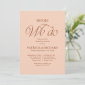 Pfirsich vor unserer Hochzeitsprobe Dinner Einladung (Stehend Vorderseite)