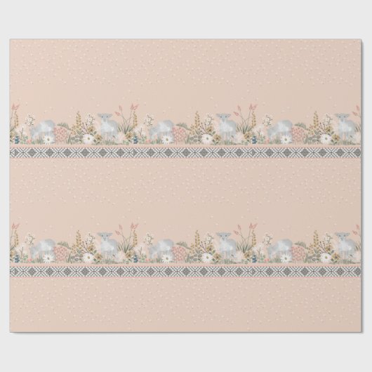 Pfirsich-Waldlamm-Packpapier Geschenkpapier (Flach)