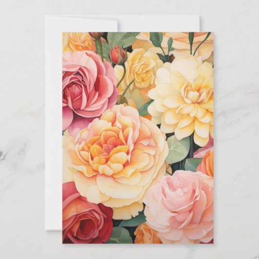 Pfirsich, weich gelb und dusty Rose Blumenzehen Einladung (Rückseite)