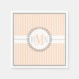 Pfirsich, weiß gestreiftes Muster Hochzeit Serviette