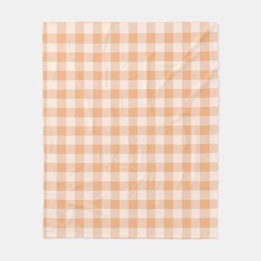 Pfirsich-Weiß kariertes Gingham-Muster Fleecedecke (Vorderseite)