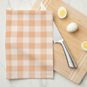 Pfirsich-Weiß kariertes Gingham-Muster Geschirrtuch (Viertel Falte)