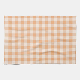 Pfirsich-Weiß kariertes Gingham-Muster Geschirrtuch
