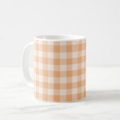 Pfirsich-Weiß kariertes Gingham-Muster Kaffeetasse (Vorderseite Links)