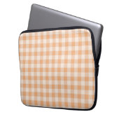 Pfirsich-Weiß kariertes Gingham-Muster Laptopschutzhülle (Vorderseite Links)