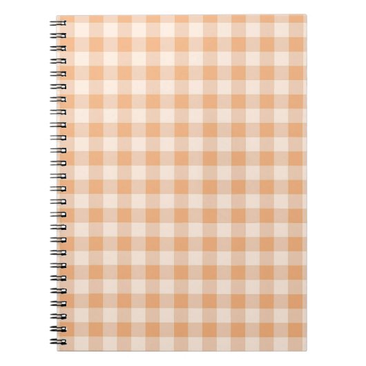 Pfirsich-Weiß Kariertes Gingham-Muster Notizblock (Vorderseite)