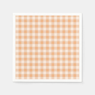 Pfirsich-weiß kariertes Gingham-Muster Serviette