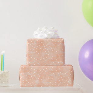 Pfirsich Weiße Punkte Geburtstag Geschenkpapier