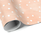 Pfirsich Weiße Punkte Geburtstag Geschenkpapier (Rolleneckpunkt)