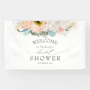 Pfirsich Weiße und Rosa Florale Brautparty Banner