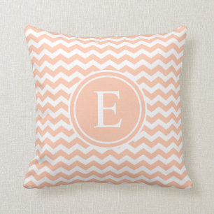 Pfirsich-weiße Zickzack Monogrammthrow-Kissen Kissen