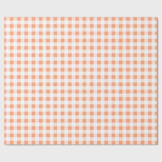 Pfirsich-weißes Gingham-Muster Geschenkpapier (Flach)