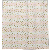 Pfirsich-weißes Gold Stripes Confetti Duschvorhang (Vorderseite)