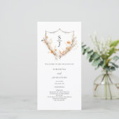 Pfirsich-Wildblumen-Hochzeitsprogramm (Stehend Vorderseite)